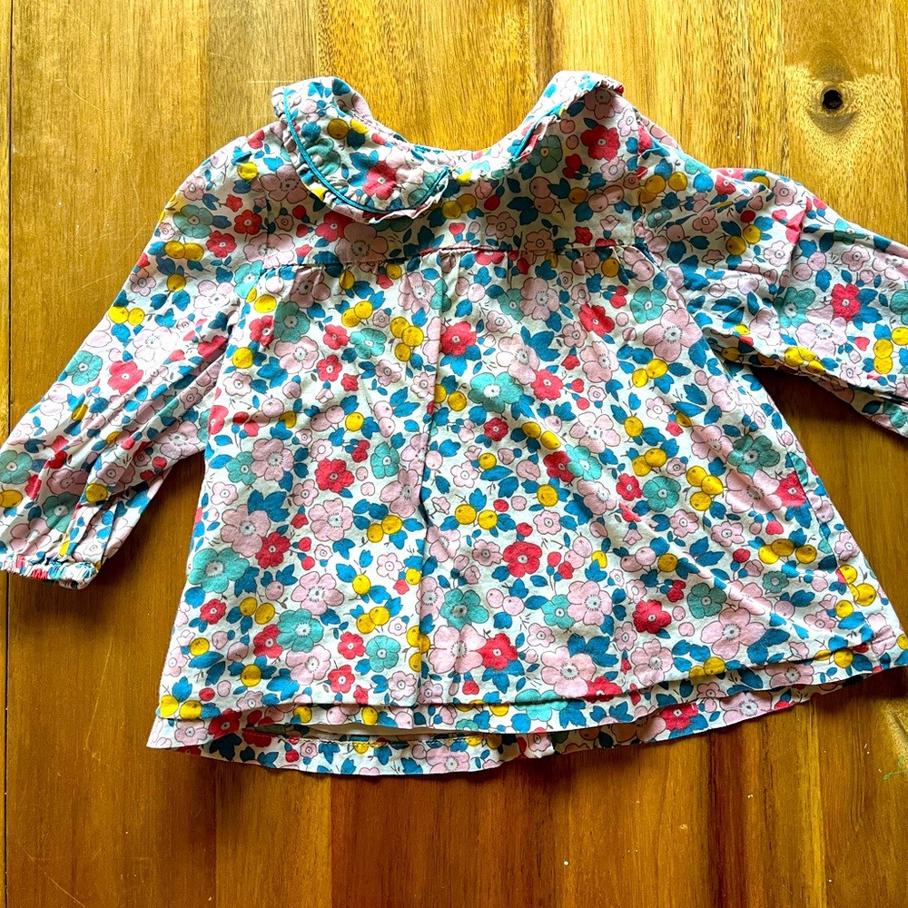 Floral long sleeve Mini Boden shirt 6-12 months VGUC